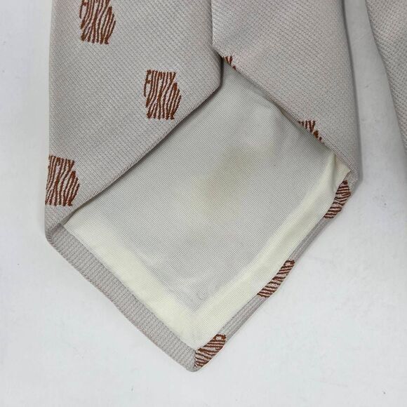 VINTAGE FRENCH F*** YOU CUSS SWEAR DESIGN NYLON TIE TAN BROWN TEXTURED 4" X 54" - Picture 3 of 4